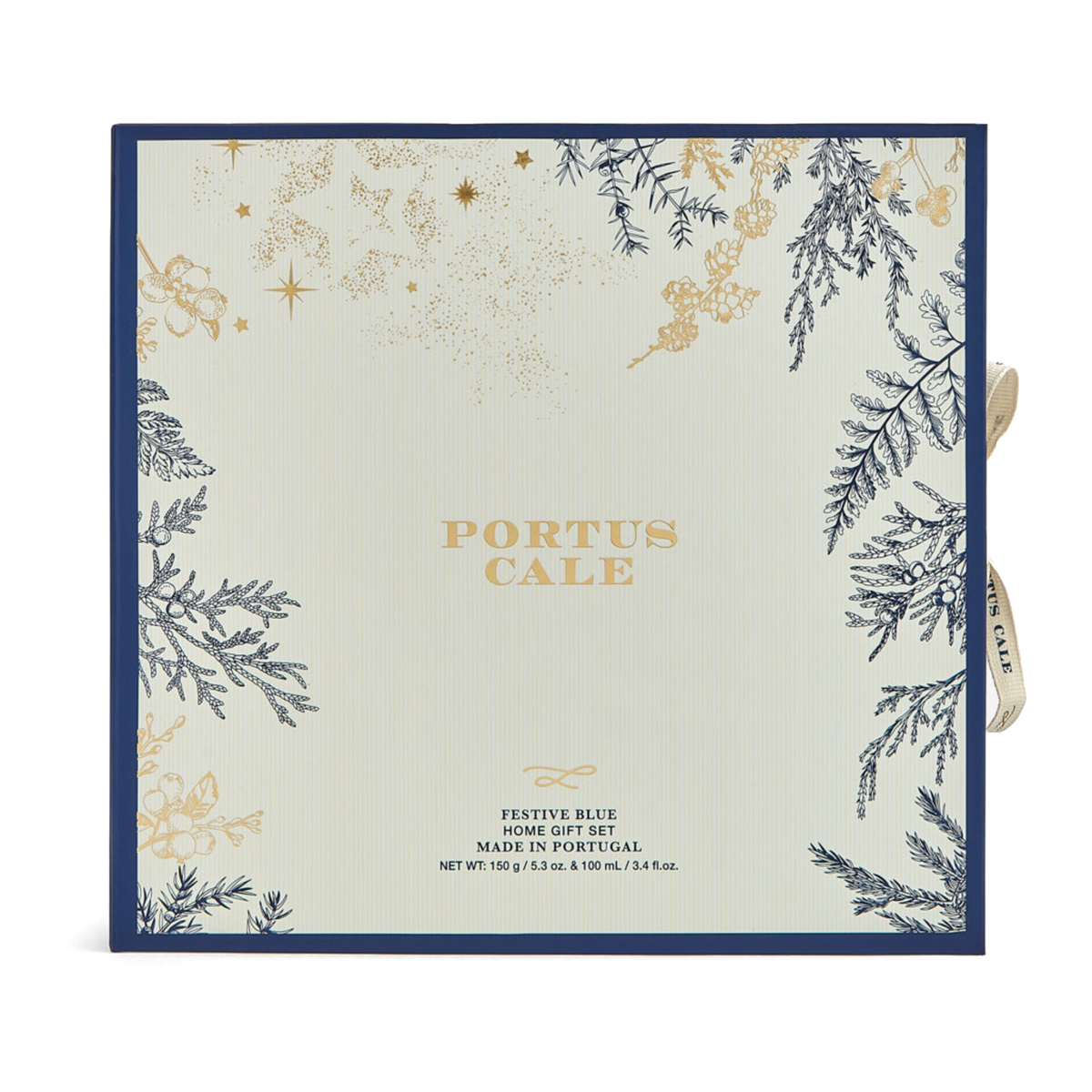 Portus Cale Festive Blue home fragrance gift set in its presentation box