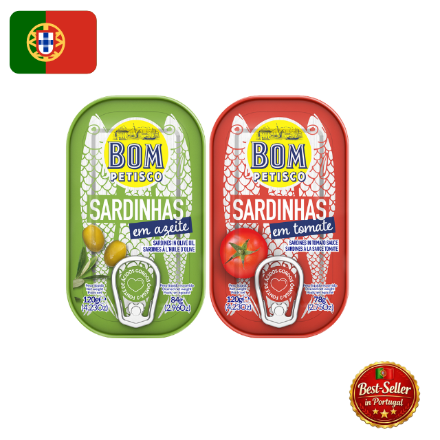 🇵🇹 Bom Petisco Portugali sardiinide degusteerimiskomplekt (2 x 120g) – PT lipu väljaanne