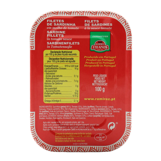 Boneless sardine fillets in tomato sauce